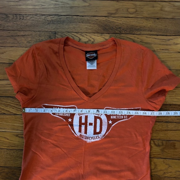 Harley-Davidson Orange V-neck T-Shirt - Picture 12 of 13
